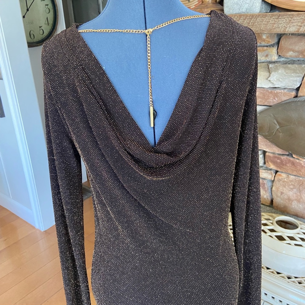 Michael Kors metallic cowl dress
